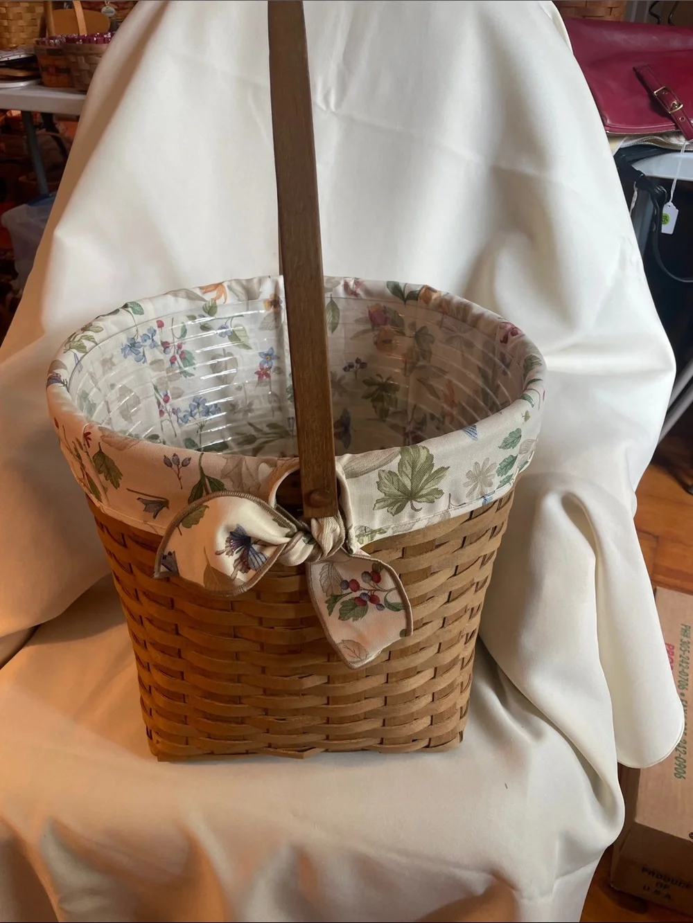 Longaberger 1983 13 Inch Measuring Basket W/ Protector and liner